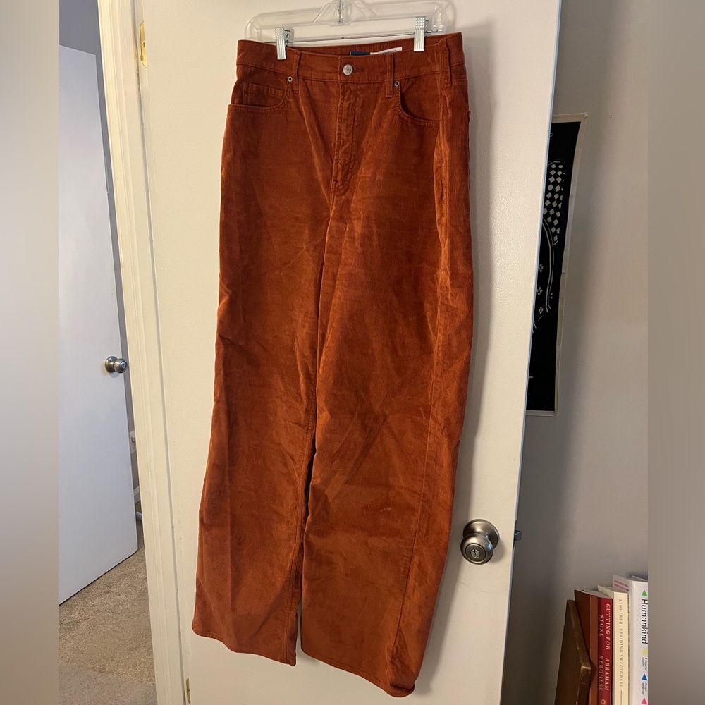 Burnt orange stretch corduroy jeans